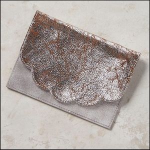 Anthropologie Silver Metallic Scallop Wallet